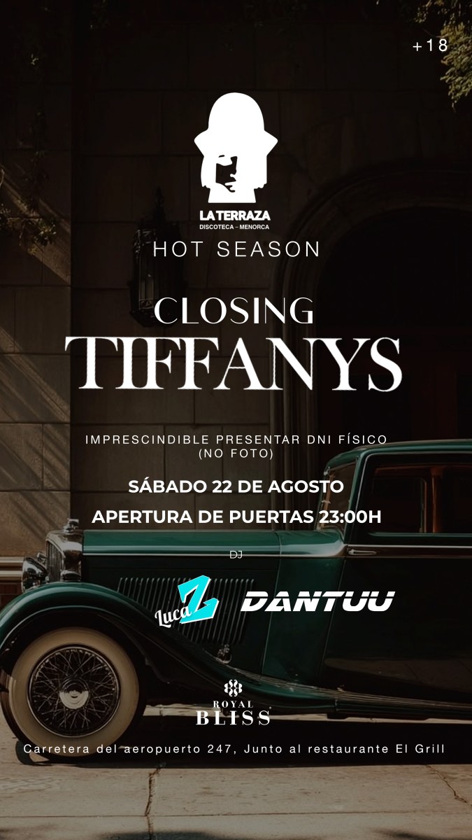 SÁBADO 22.08 closing party Tiffanys Club